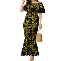 Filipino Sun Tribal Tattoo Mermaid Dress Philippines Inspired Barong Simple Gold LT9 Women Gold - Polynesian Pride