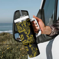 Filipino Sun Tribal Tattoo Tumbler With Handle Philippines Inspired Barong Simple Gold