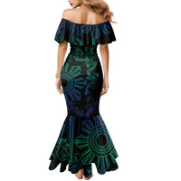 Filipino Sun Tribal Tattoo Mermaid Dress Philippines Inspired Barong Blue Art LT9 - Polynesian Pride