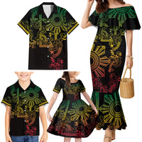 Filipino Sun Tribal Tattoo Family Matching Mermaid Dress and Hawaiian Shirt Philippines Inspired Barong Reggae Art LT9 - Polynesian Pride
