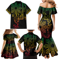 Filipino Sun Tribal Tattoo Family Matching Mermaid Dress and Hawaiian Shirt Philippines Inspired Barong Reggae Art LT9 - Polynesian Pride