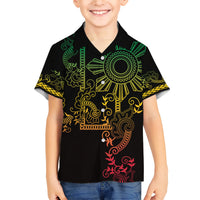 Filipino Sun Tribal Tattoo Family Matching Short Sleeve Bodycon Dress and Hawaiian Shirt Philippines Inspired Barong Reggae Art LT9 Son's Shirt Reggae - Polynesian Pride