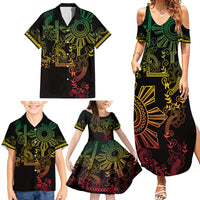 Filipino Sun Tribal Tattoo Family Matching Summer Maxi Dress and Hawaiian Shirt Philippines Inspired Barong Reggae Art LT9 - Polynesian Pride