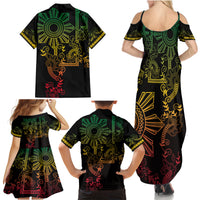 Filipino Sun Tribal Tattoo Family Matching Summer Maxi Dress and Hawaiian Shirt Philippines Inspired Barong Reggae Art LT9 - Polynesian Pride