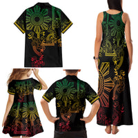Filipino Sun Tribal Tattoo Family Matching Tank Maxi Dress and Hawaiian Shirt Philippines Inspired Barong Reggae Art LT9 - Polynesian Pride