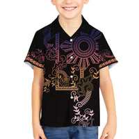 Filipino Sun Tribal Tattoo Kid Hawaiian Shirt Philippines Inspired Barong Pink Art