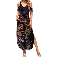 Filipino Sun Tribal Tattoo Summer Maxi Dress Philippines Inspired Barong Pink Art