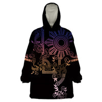 Filipino Sun Tribal Tattoo Wearable Blanket Hoodie Philippines Inspired Barong Pink Art LT9 One Size Pink - Polynesian Pride