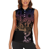 Filipino Sun Tribal Tattoo Women Sleeveless Polo Shirt Philippines Inspired Barong Pink Art LT9 - Polynesian Pride