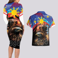 Philippines Lion and Eagle 1898 Couples Matching Long Sleeve Bodycon Dress and Hawaiian Shirt Pilipinas Maligayang Araw ng Kalayaan LT9 - Polynesian Pride