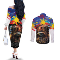 Philippines Lion and Eagle 1898 Couples Matching Off The Shoulder Long Sleeve Dress and Long Sleeve Button Shirt Pilipinas Maligayang Araw ng Kalayaan LT9 - Polynesian Pride
