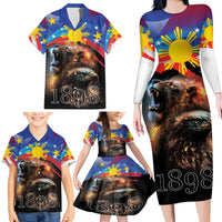 Philippines Lion and Eagle 1898 Family Matching Long Sleeve Bodycon Dress and Hawaiian Shirt Pilipinas Maligayang Araw ng Kalayaan LT9 - Polynesian Pride