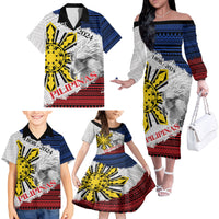 Philippines 126th Independence Day Family Matching Off The Shoulder Long Sleeve Dress and Hawaiian Shirt Pilipinas Hunyo 12 Maligayang Araw ng Kalayaan LT9 - Polynesian Pride