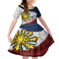 Philippines 126th Independence Day Family Matching Puletasi and Hawaiian Shirt Pilipinas Hunyo 12 Maligayang Araw ng Kalayaan LT9 Daughter's Dress White - Polynesian Pride