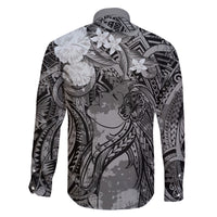 Pacific Beauty Girl Family Matching Off Shoulder Maxi Dress and Hawaiian Shirt Black Polyneisan Tribal Vintage Motif LT9 - Polynesian Pride