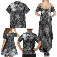 Pacific Beauty Girl Family Matching Summer Maxi Dress and Hawaiian Shirt Black Polyneisan Tribal Vintage Motif LT9 - Polynesian Pride