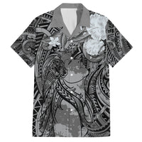 Pacific Beauty Girl Family Matching Tank Maxi Dress and Hawaiian Shirt Black Polyneisan Tribal Vintage Motif