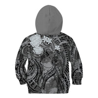Pacific Beauty Girl Kid Hoodie Black Polyneisan Tribal Vintage Motif