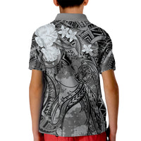 Pacific Beauty Girl Kid Polo Shirt Black Polyneisan Tribal Vintage Motif