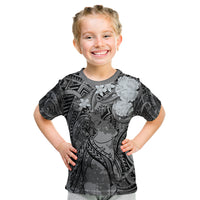 Pacific Beauty Girl Kid T Shirt Black Polyneisan Tribal Vintage Motif