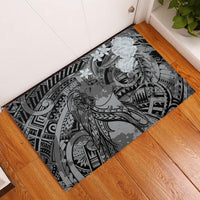Pacific Beauty Girl Rubber Doormat Black Polyneisan Tribal Vintage Motif