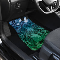 Pacific Beauty Girl Car Mats Blue Polyneisan Tribal Vintage Motif