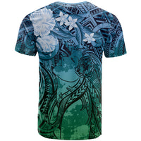 Pacific Beauty Girl T Shirt Blue Polyneisan Tribal Vintage Motif