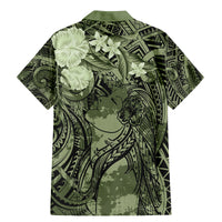 Pacific Beauty Girl Family Matching Mermaid Dress and Hawaiian Shirt Green Polyneisan Tribal Vintage Motif LT9 - Polynesian Pride