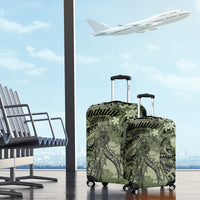 Pacific Beauty Girl Luggage Cover Green Polyneisan Tribal Vintage Motif