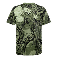 Pacific Beauty Girl Rugby Jersey Green Polyneisan Tribal Vintage Motif