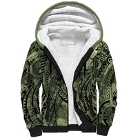 Pacific Beauty Girl Sherpa Hoodie Green Polyneisan Tribal Vintage Motif LT9 Unisex Green - Polynesian Pride