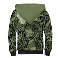Pacific Beauty Girl Sherpa Hoodie Green Polyneisan Tribal Vintage Motif LT9 - Polynesian Pride