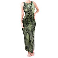 Pacific Beauty Girl Tank Maxi Dress Green Polyneisan Tribal Vintage Motif LT9 Women Green - Polynesian Pride