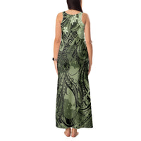 Pacific Beauty Girl Tank Maxi Dress Green Polyneisan Tribal Vintage Motif LT9 - Polynesian Pride
