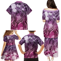 Pacific Beauty Girl Family Matching Puletasi and Hawaiian Shirt Pink Polyneisan Tribal Vintage Motif LT9 - Polynesian Pride