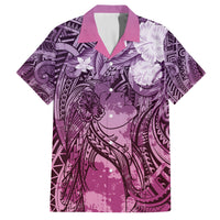Pacific Beauty Girl Family Matching Tank Maxi Dress and Hawaiian Shirt Pink Polyneisan Tribal Vintage Motif