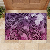 Pacific Beauty Girl Rubber Doormat Pink Polyneisan Tribal Vintage Motif