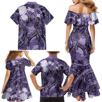 Pacific Beauty Girl Family Matching Mermaid Dress and Hawaiian Shirt Violet Polyneisan Tribal Vintage Motif LT9 - Polynesian Pride