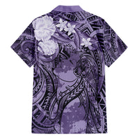 Pacific Beauty Girl Family Matching Off Shoulder Short Dress and Hawaiian Shirt Violet Polyneisan Tribal Vintage Motif LT9 - Polynesian Pride