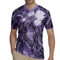 Pacific Beauty Girl Rugby Jersey Violet Polyneisan Tribal Vintage Motif