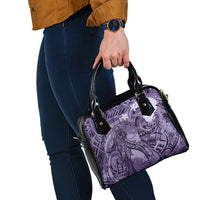 Pacific Beauty Girl Shoulder Handbag Violet Polyneisan Tribal Vintage Motif
