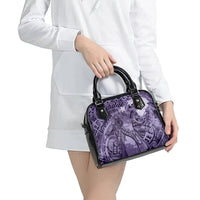Pacific Beauty Girl Shoulder Handbag Violet Polyneisan Tribal Vintage Motif