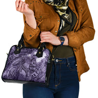 Pacific Beauty Girl Shoulder Handbag Violet Polyneisan Tribal Vintage Motif