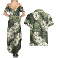 Tongan Kupesi Ngatu Hibiscus Vintage Motif Couples Matching Summer Maxi Dress and Hawaiian Shirt LT9 - Polynesian Pride