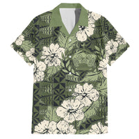 Tongan Kupesi Ngatu Hibiscus Vintage Motif Hawaiian Shirt LT9 Green - Polynesian Pride