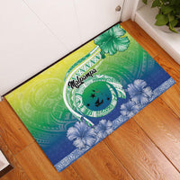 Malpampa Vanuatu Rubber Doormat Hibiscus Sand Drawing with Pacific Pattern