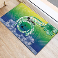 Malpampa Vanuatu Rubber Doormat Hibiscus Sand Drawing with Pacific Pattern