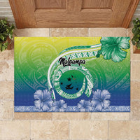 Malpampa Vanuatu Rubber Doormat Hibiscus Sand Drawing with Pacific Pattern