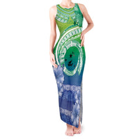 Malpampa Vanuatu Tank Maxi Dress Hibiscus Sand Drawing with Pacific Pattern LT9 Women Green Art - Polynesian Pride