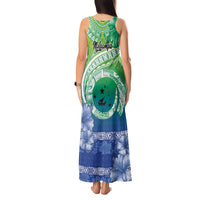 Malpampa Vanuatu Tank Maxi Dress Hibiscus Sand Drawing with Pacific Pattern LT9 - Polynesian Pride